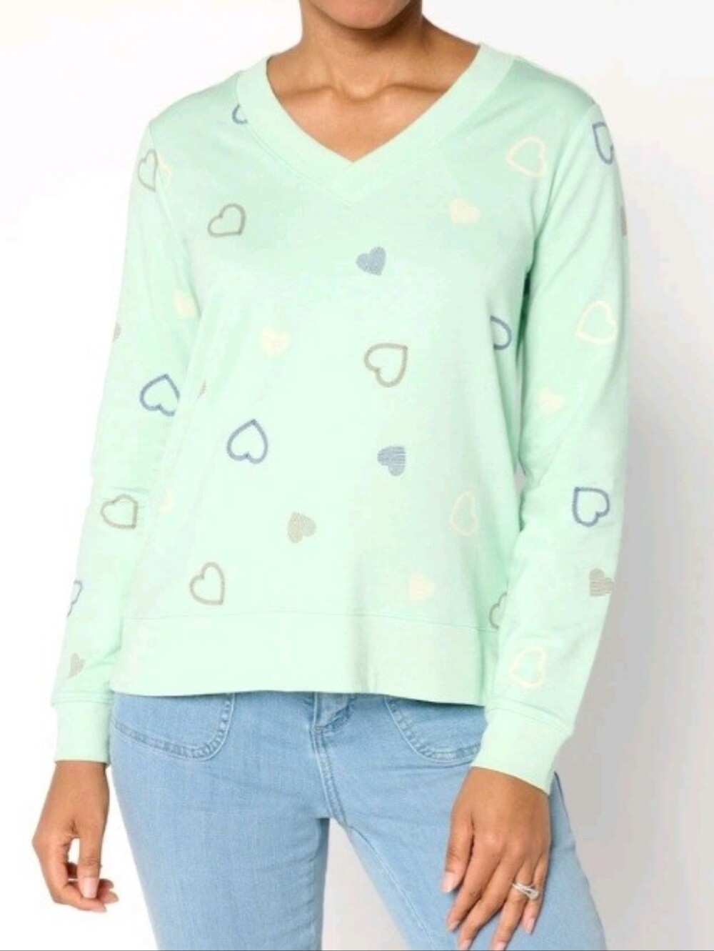 Anybody Size 1X Mint Green Cozy French Terry Knit Top A675265 EUC